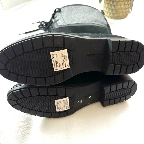 NWOT Clarks Black Lamb Wool Merrian Noble Wide Calf Knee High Riding Boot (9W) - Picture 15 of 15